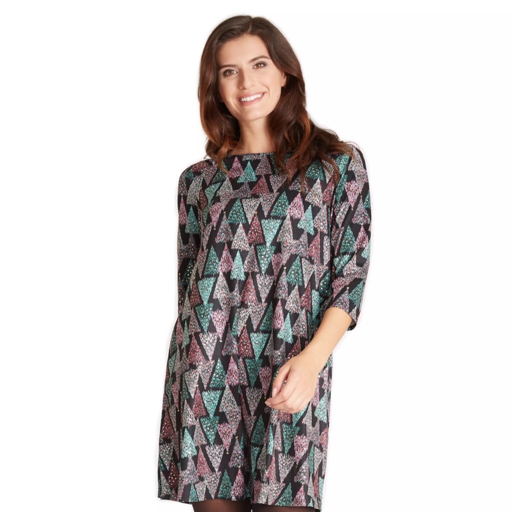 Dress Works Women's Dress Works Holiday Print Swing Dress Christmas Trees